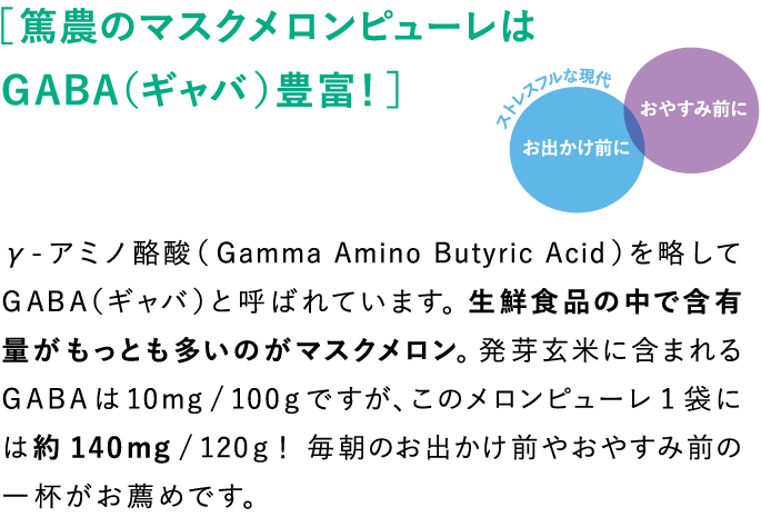 篤農のマスクメロンピューレはGABA(ギャバ)が豊富