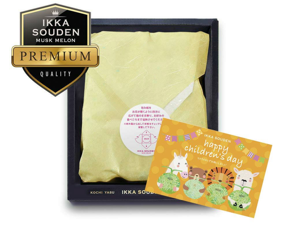 【特選】子どもの日 花包みマスクメロン1玉箱入り1.6kg以上
