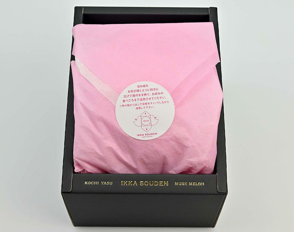 【特選】結婚内祝い 花包みマスクメロン1玉箱入り1.4kg以上