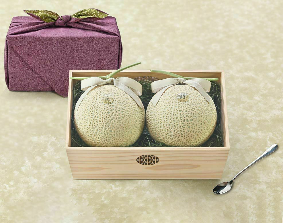 【想】長寿のお祝いマスクメロン2玉［箱裏印字］