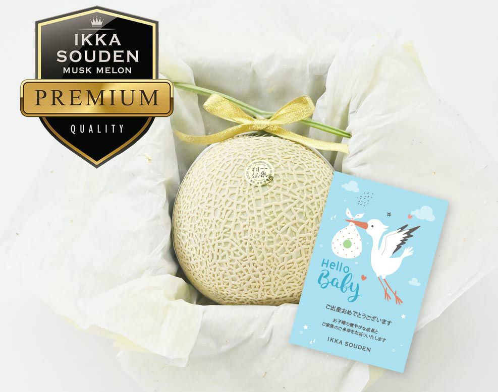 【特選】出産祝い 花包みマスクメロン1玉1.6kg以上