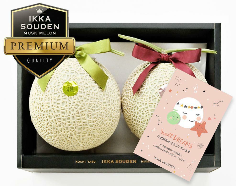 【特選】出産祝い 雅&妃マスクメロン2玉3kg以上