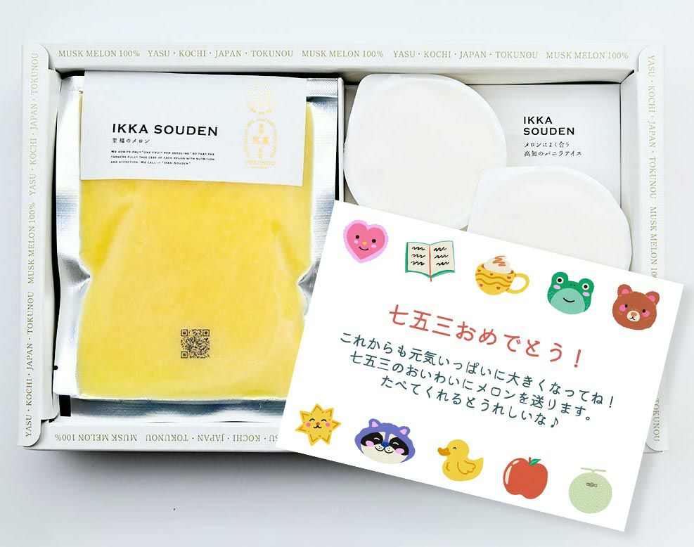 ［七五三限定］マスクメロンのピューレ3袋と高知のバニラアイス3個