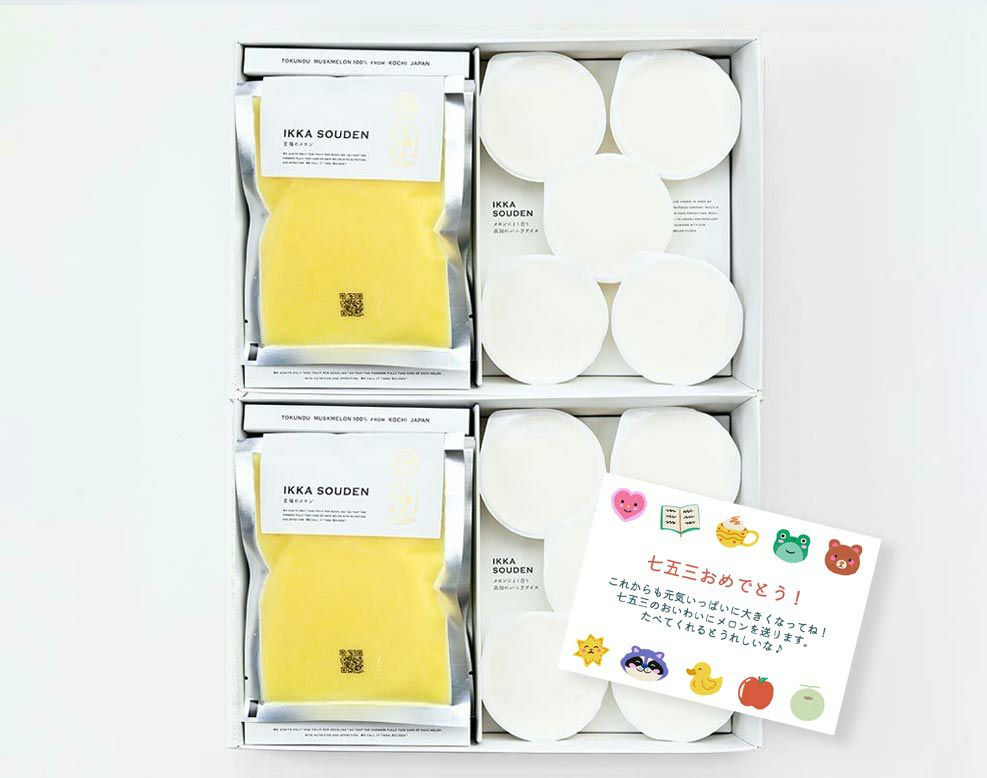 ［七五三限定］マスクメロンのピューレ5袋と高知のバニラアイス5個【2箱】