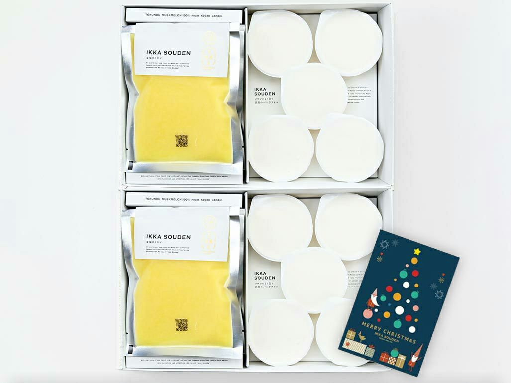 マスクメロンのピューレ5袋と高知のバニラアイス5個【2箱】