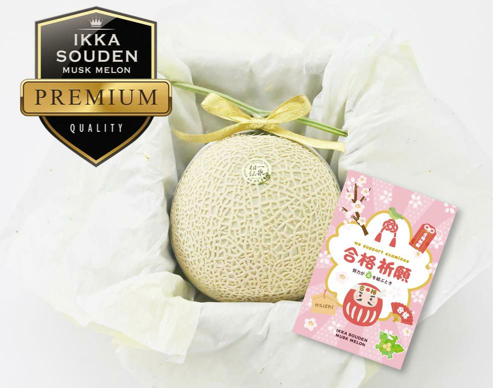 【特選】合格祈願 花包みマスクメロン1玉1.6kg以上